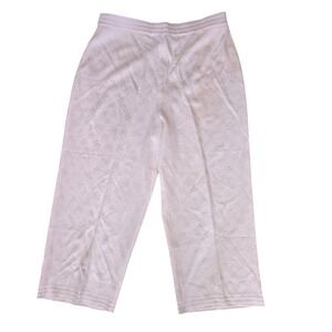ST JOHN SPORT Womens White All Over Monogram Print Wide Leg Casual Pants Size L